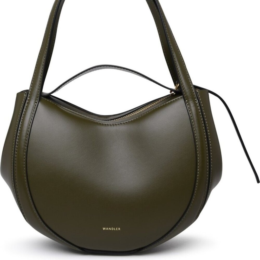 WANDLER LIN Calf Leather Shoulder Bag in Verde Green
